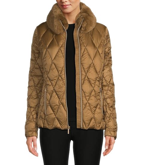 michael kors missy 3 4 quilted down jacket|MICHAEL Michael Kors Missy 3/4 Down Faux Fur Trim Coat.